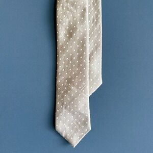 SAND Silk Linen Polka Dot  Mens Necktie | Length 60" | Tan Beige